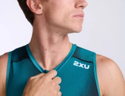 2XU Core Trisuit Mouwloos Blauw/groen Heren -Zwemartikelen Winkel 2xu core trisuit mt6437d idk wht 018