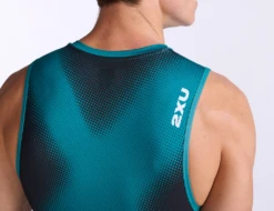 2XU Core Trisuit Mouwloos Blauw/groen Heren -Zwemartikelen Winkel 2xu core trisuit mt6437d idk wht 021
