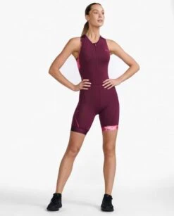 2XU Core Trisuit Mouwloos Roze Dames -Zwemartikelen Winkel 2xu dames trisuit wt6440d mul ftv 03