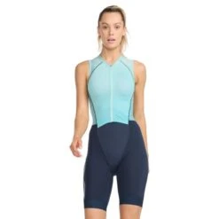 2XU Light Speed Front Zip Trisuit Mouwloos Blauw Dames