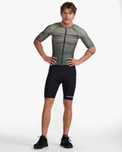 2XU Aero Tri Top Korte Mouw Groen Heren -Zwemartikelen Winkel 2xu heren tri top mt6662a alp per 03