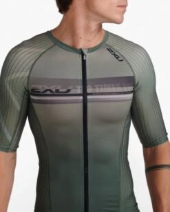 2XU Aero Tri Top Korte Mouw Groen Heren -Zwemartikelen Winkel 2xu heren tri top mt6662a alp per 05