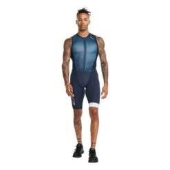 2XU Light Speed Front Zip Trisuit Mouwloos Blauw Heren -Zwemartikelen Winkel 2xu heren trisuits mt6660d out wht 01