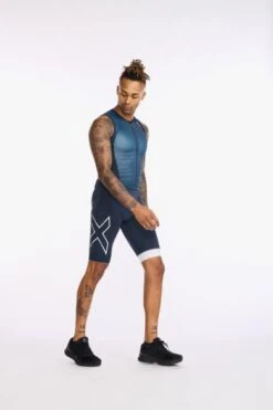 2XU Light Speed Front Zip Trisuit Mouwloos Blauw Heren -Zwemartikelen Winkel 2xu heren trisuits mt6660d out wht 05