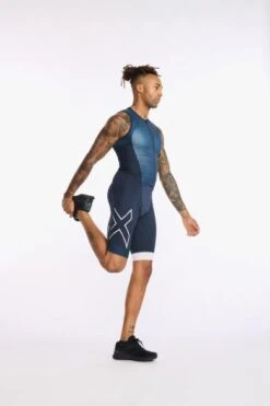 2XU Light Speed Front Zip Trisuit Mouwloos Blauw Heren -Zwemartikelen Winkel 2xu heren trisuits mt6660d out wht 06