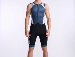 2XU Light Speed Front Zip Trisuit Mouwloos Wit/blauw Heren