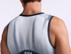 2XU Light Speed Front Zip Trisuit Mouwloos Wit/blauw Heren -Zwemartikelen Winkel 2xu light speed front zip trisuit mt6660d mdn wht 020