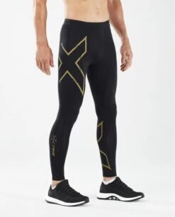 2XU MCS Run Compressie Tights Zwart/goud Heren -Zwemartikelen Winkel 2xu run compressie tights zwart goud ma5305b