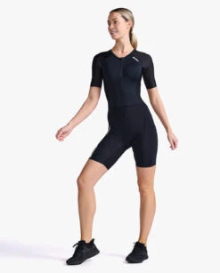 2XU Aero Trisuit Korte Mouw Zwart Dames -Zwemartikelen Winkel 2xu trisuit aero sleeved wt6431d blk wht 018