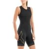 2XU Compression Mouwloos Trisuit Zwart/goud Dames -Zwemartikelen Winkel 2xu trisuits dames compression mouwloos zwart gld wt5522d 01 high