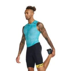 2XU Core Trisuit Mouwloos Blauw/zwart Heren -Zwemartikelen Winkel 2xu trisuits heren core sleeveless mt6437d blk pac 03