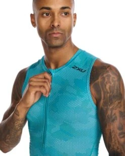 2XU Core Trisuit Mouwloos Blauw/zwart Heren -Zwemartikelen Winkel 2xu trisuits heren core sleeveless mt6437d blk pac 05