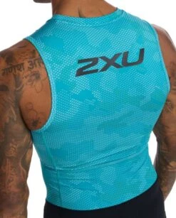 2XU Core Trisuit Mouwloos Blauw/zwart Heren -Zwemartikelen Winkel 2xu trisuits heren core sleeveless mt6437d blk pac 06