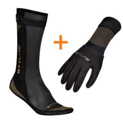 BTTLNS Neopreen Zwemsokken En Zwemhandschoenen Voordeelset Zwart/goud