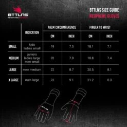 BTTLNS Neopreen Thermal Zwemhandschoenen Chione 1.0 Groen -Zwemartikelen Winkel bttlns size guide neoprene gloves 6