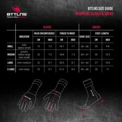 BTTLNS Neopreen Zwemsokken En Zwemhandschoenen Voordeelset Roze -Zwemartikelen Winkel bttlns size guide neoprene gloves socks 2