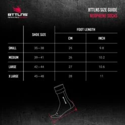 BTTLNS Neopreen Zwemsokken Caerus 1.0 Zwart/goud -Zwemartikelen Winkel bttlns size guide neoprene socks 1