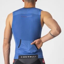 Castelli Free Tri 2 Mouwloos Top Blauw Heren -Zwemartikelen Winkel castelli free tri 2 mouwloos 22091 417 03