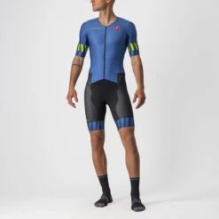 Castelli Free Sanremo 2 Trisuit Korte Mouwen Blauw Heren