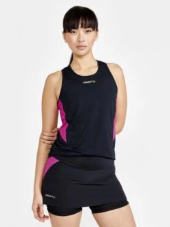 Craft PRO Hypervent Singlet Shirt Mouwloos Zwart/roze Dames -Zwemartikelen Winkel craft shirt dames pro hypervent singlet w 1910435 999486 02