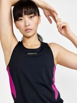 Craft PRO Hypervent Singlet Shirt Mouwloos Zwart/roze Dames -Zwemartikelen Winkel craft shirt dames pro hypervent singlet w 1910435 999486 05