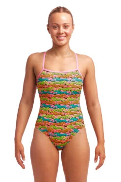 Funkita Lying Cheet Single Strap Badpak Dames -Zwemartikelen Winkel funkita zwemkleding dames single strap fks030l lying cheet 004