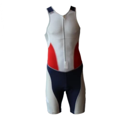 Ironman Trisuit Front Zip Mouwloos Extreme Suit Wit/blauw/rood Heren