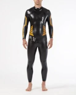 2XU P:1 Propel Lange Mouw Wetsuit Zwart/oranje Heren -Zwemartikelen Winkel mw4991c blk flo 004 1