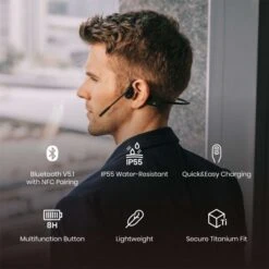 Shokz OpenComm Hoofdtelefoon Zwart -Zwemartikelen Winkel shokz koptelefoon opencomm c102bk 14