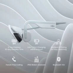 Shokz OpenMove Hoofdtelefoon Wit -Zwemartikelen Winkel shokz koptelefoon openmove s661wt 06