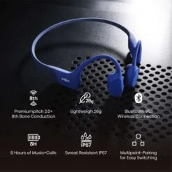 Shokz OpenRun Hoofdtelefoon Blauw -Zwemartikelen Winkel shokz koptelefoon openrun s803bl 06