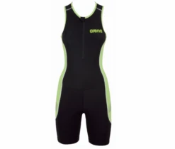 Arena ST Front Zip Mouwloos Trisuit Zwart/groen Dames