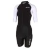 Zone3 Lava Long Distance FZ Korte Mouw Trisuit Dames -Zwemartikelen Winkel zone3 trisuits dames lava short sleeve zwart wit ts20wlfz101